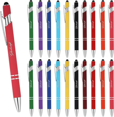 Imagen del producto de Juego de 20 bolígrafos de colores con grabado, 10 colores, tinta negra, ideales para la escuela y la oficina
