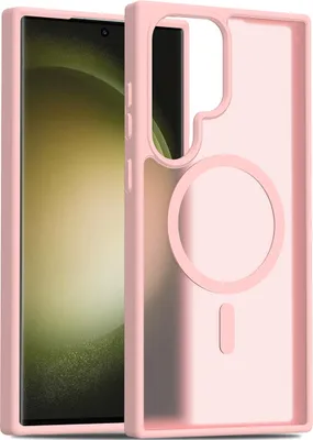 Produktbild von Magnetisch Hülle für Samsung Galaxy S23 Ultra, Kompatibel mit MagSafe, Transluzente Matt Rückseite Stoßfeste Handyhülle Pink