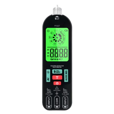 Produktbild von FY167 Automatisches intelligentes Digitalmultimeter mit Verbrennungsschutz, tragbares Digitalmultimeter, elektrischer Teststift, professioneller Spannungs-, Kapazitaets- und Widerstandsdiodentester, Live-Draht-Erkennungsmessgeraet mit automatischer Abschaltung und Taschenlampenfunktion, einstellbare Empfindlichkeit