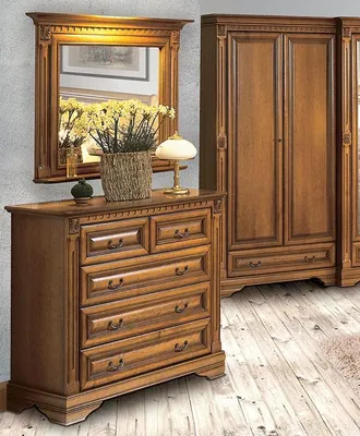 Image de Commode avec miroir Miroir mural classique Meuble à tiroirs Commode