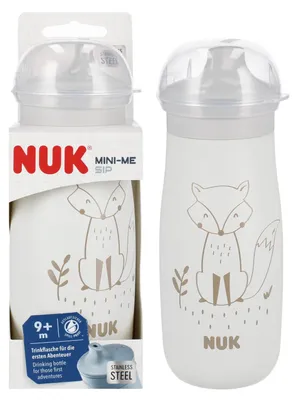 Imagen del producto de NUK Mini-Me, vaso de acero inoxidable con boquilla, 300 ml, para niños a partir de 9 meses, color gris, modelo 10255689