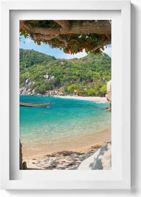 Produktbild von Meerblick Koh Tao Thailand– Wandbild mit Rahmen – Gerahmtes Bild  – Wanddekoration – 20x30 cm – Weiß