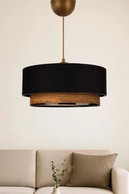 Produktbild von Opviq, Moderne schwarze Pendelleuchte, verstellbare Höhe 20-50 cm, Ø30 cm, IP20, E27 Fassung, max. 40 W, elegantes Design, ideal für Wohnräume und Büros.