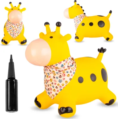 Produktbild von SUN BABY hüpftiere ab 1 Jahr mit Pumpe aufblasbares Hüpfspielzeug aus hochwertigem und strapazierfähigem Gummi gelbe Giraffe