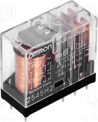 Obrázok produktu pre 1x Relé: elektromagnetické. USpule: 24VAC, 5A/250VAC, typ G2R-2, 24VAC, elektromagnetické