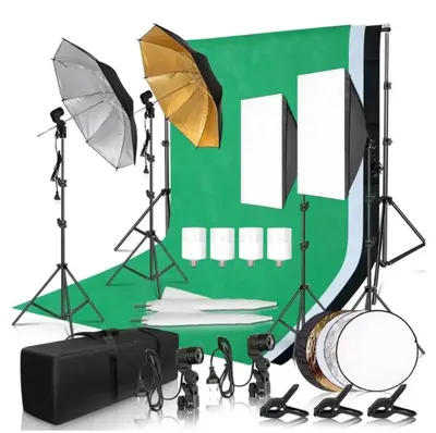 Obrázek produktu pro Fotografická osvětlovací sada, sada softboxů a reflektorů, kompletní systém pozadí, sada pro fotografické studio 36-a