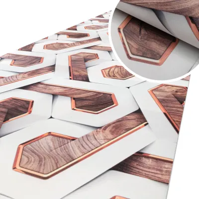 Produktbild von Küchenläufer Flurteppich Läufer Küche Textil TAREK Braun Space Holz Robust Breite 52cm Länge 100cm