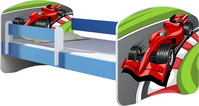 Immagine prodotto di ACMA letto per ragazzi letto per bambini completo di rete a doghe e protezione anticaduta Blu 06 Formula 1 180x80