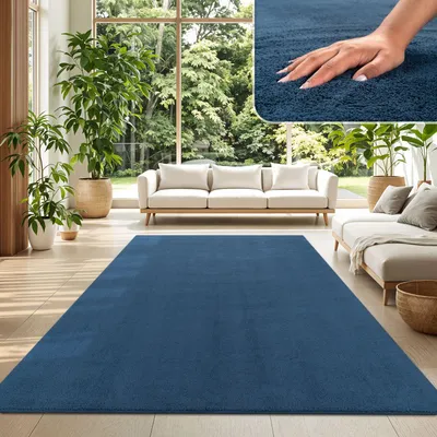 Produktbild von TT Home Wohnzimmer Teppich Kurzflor Anti-Rutsch Rückseite Unifarben Modern Waschbar Größe 200 cm Quadrat