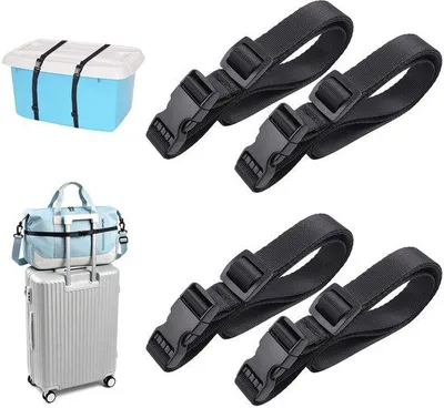 Produktbild von Gepäckgürtel, verstellbar, 4 Stück, 2-in-1, für Reisegurte, elastische Gepäckband, Tasche, verstellbarer Gepäckband, mit Verschluss für Koffer, Reisezubehör