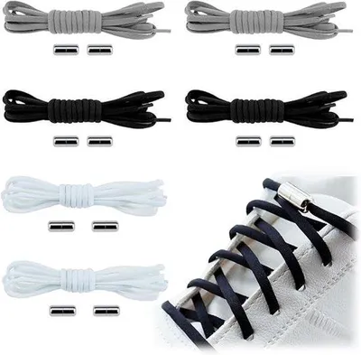 Produktbild von Vielseitige Laufschuhfessel ohne Schnürsenkel, einfarbig, für die ganze Familie, flache Metallschlaufen mit Sicherheitsverschluss, einheitliche Größe