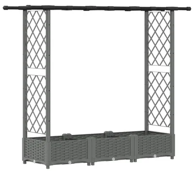 Immagine prodotto di vidaXL Aiuola rialzata con graticcio e copertura, grigio chiaro, 164 x 40 x 121 cm, PP