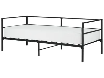 Obrázok produktu pre BELIANI Posteľ čierna kovová 90 x 200 cm posteľný rám s roštom moderný industriálny štýl spálňa