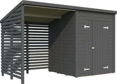 Produktbild von Palmako Gerätehaus Leif 3,0 m² + 2,9 m² Anbau - 16 mm dunkelgrau lackiert