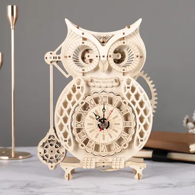 Immagine prodotto di kit di modelli di orologio in legno 3D per adulti - Puzzle creativo in legno fai da te