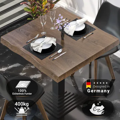 Produktbild von PERU | Gastro Tischplatte Baumkante | B:T 60 x 60 cm | Walnuß | Quadratisch | Gastro Massivholzplatte