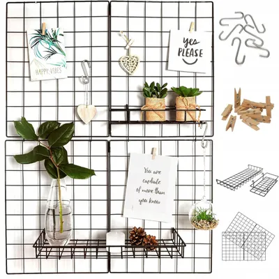 Produktbild von Metall Wandgitter Organizer Set 20-teilig für Fotos und Dekoration