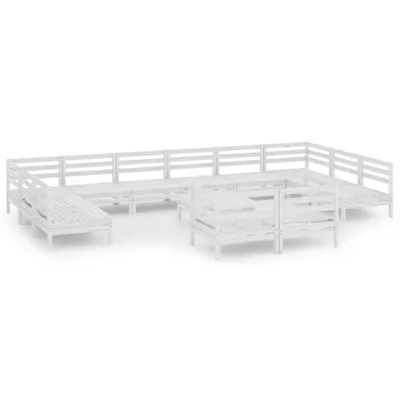 Produktbild von 13-tlg. Garten-Lounge-Set Weiß Massivholz Kiefer