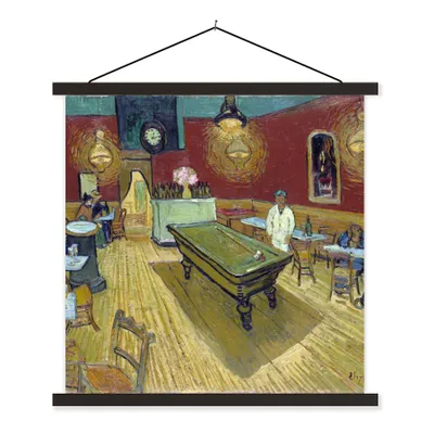 Produktbild von MuchoWow® Textilposter Das Nachtcafé - Vincent van Gogh 120x120 cm mit schwarzem Rahmen - Aufhängungsset