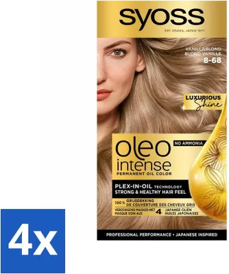 Produktbild von SYOSS – Oleo Intense 8-68 Vanilleblond – Haarfärbemittel – Ammoniakfrei – Grauabdeckung – Langanhaltende Farbe - Vorteilspack - 4 Stücke