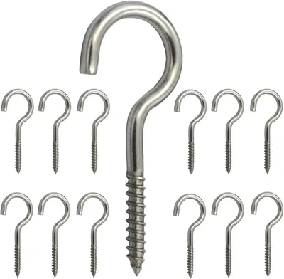 Produktbild von Schraubhaken 12 Stück, 81 mm, Edelstahl, 90 kg Tragkraft, für Hängematte