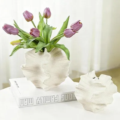 Productafbeelding van Famanu Keramische vaas - Zwart, modern design voor Scandinavische decoratie - Esthetische boho bloemenvaas voor thuis - woonkamer - kantoor - set