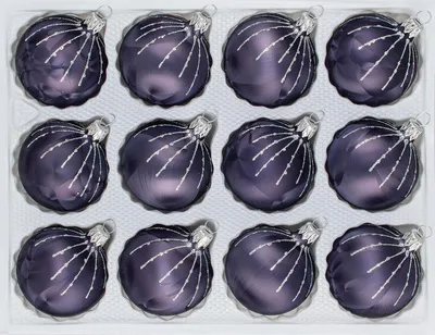 Produktbild von 12 tlg. Glas-Weihnachtskugeln Set in "Ice Graphit Silber" Regen