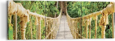 Produktbild von Bild auf Leinwand - Leinwandbild - 3 Teile - Brücke Seil Dschungel - 120x40cm - Wand Bild - Wanddeko - Wandbilder - Leinwanddruck - Bilder - Wanddekoration - Leinwand bilder - Wandbild - CA120x40-4319