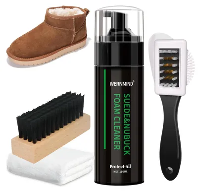 Produktbild von Schuhreinigungsset für Suede und Nubukleder, inklusive Bürste und Reinigungslösung, für Sportschuhe