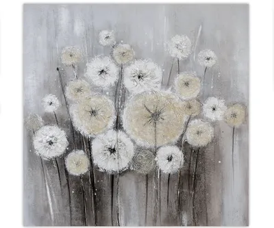 Produktbild von GILDE Leinwandbilder Bild Dandelion weiss, grau, creme, handgearbeitet H. 100 cm,15959