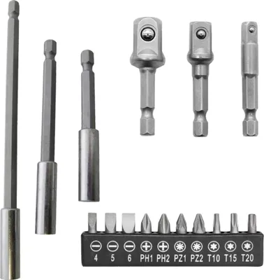Produktbild von Bits Adapter Bit Verlängerungen Satz Akkuschrauber Bohrmaschine Set 16 tlg.