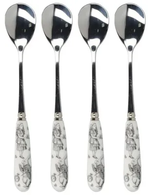 Productafbeelding van Theelepels, set van 4 stuks, porselein, roestvrij staal - Vragen en antwoorden | Alice in Wonderland