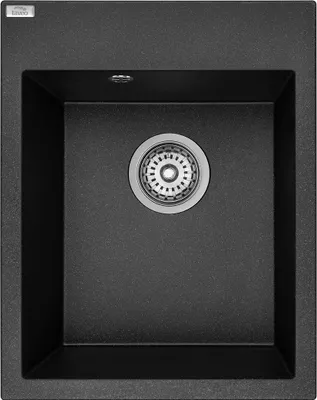 Produktbild von BADLAND BADLAND Spülbecken Granitspüle Einzelbecken MONCHICHI 50x39 Schwarz | Siphon im SET!
