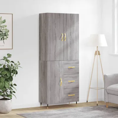Immagine prodotto di vidaXL Credenza Grigio Sonoma 69,5x34x180 cm Materiale a base di legno