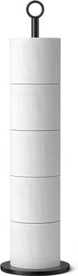 Produktbild von PolkaHome® Toilettenpapierhalter Standfuß – Freistehender Toilettenrollenhalter aus Edelstahl für 4–6 Rollen, Badzubehör, Schwarz