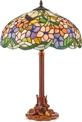 Produktbild von Casa Padrino Tiffany Tischleuchte Mehrfarbig Ø 40 x H. 61 cm - Handgefertigte Hockerleuchte
