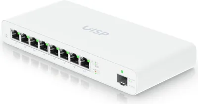 Produktbild von UBIQUITI UISP-R GIGABIT POE ROUTER pentru aplicatii MicroPOP, interfata: 8 x 10/1001000, 1 x 1G SFP, Procesor: Dual-core 880 MHz, MIPS1004Kc, Memorie: 512 Mb, Flash: 512Mb, Consum 10W, Passive POE 27VDC