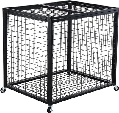 Immagine prodotto di Carrello SucceBuy per riporre i palloni sportivi, organizer in acciaio per interni ed esterni, gabbia con serratura e doppio coperchio per garage, gruppi di gioco, palestre e scuole.