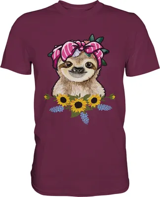 Produktbild von Faultier Sonnenblumen T-Shirt Gärtner Geschenk Garten Motiv – Burgundy / M
