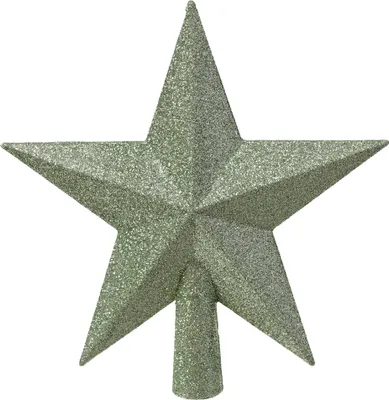 Produktbild von Christbaumspitze Stern mit Glitzer 19cm Kunststoff - Matchagrün