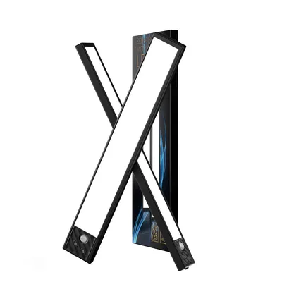 Produktbild von 2er LED Schrankleuchten,23cm Schrankleuchte mit USB Sensor,3 Lichtfarbe SchrankLicht,Unterbauleuchte Küchenleuchte,Schwarz
