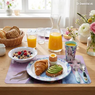 Produktbild von Kinder Esslern-Set Frozen 6 Tlg.– Kunststoffgeschirr, Besteck & Tischunterlage – BPA-frei