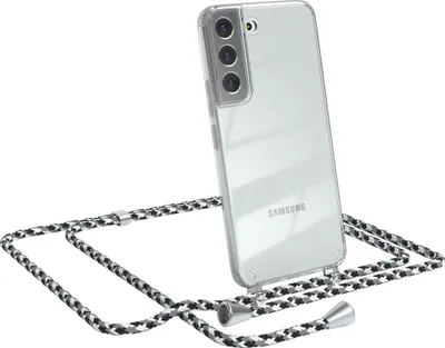 Produktbild von EAZY CASE Handykette kompatibel mit Samsung Galaxy S22 5G, Handyhülle mit Umhängeband, Handykordel, Schutzhülle Clear, Band in Schwarz