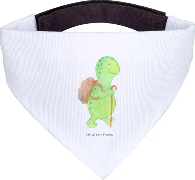 Produktbild von Mr. & Mrs. Panda Bandana Schildkröte Wanderer - Weiß - Geschenk, Hunde Halstuch, Rucksack, für Hund, Entpannt, Dreieckstuch, Motivationsspruch, Hundehalstuch