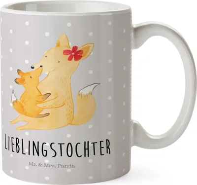 Produktbild von Mr. & Mrs. Panda Plastikbecher Fuchs Mama - Grau Pastell - Geschenk, Trinklernbecher, Tochter, Muttertag, Schoß, Mehrwegbecher, Camping Tasse, Kinderbecher, Mutter, Mami