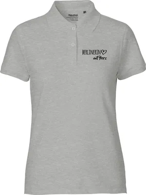 Produktbild von Huuraa Damen Polo Shirt Berlinerin mit Herz XL Sport Grey Bio Baumwolle Fairtrade Poloshirt Geschenkidee