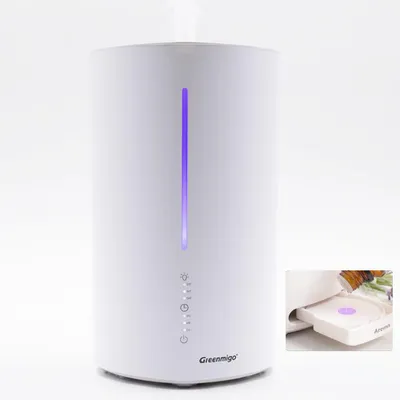 Produktbild von Greenmigo 3L Top Fill Luftbefeuchter,360°Drehbare Düse Cool Mist Humidifier,3 Nebelleistungsstufen,6H Timer,Nachtlicht,Raumluftbefeuchter Leise&Aroma Diffuser für Kinderzimmer Schlafzimmer Pflanzen