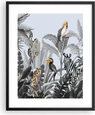 Produktbild von Gerahmtes Poster - Schwarzer Rahmen - Dschungel Tiere Tukane - 40x50 cm - Wand Bild - Wanddeko - Wandbilder - Kunstposter - Wandposter - Bilderrahmen - Bilder - Kunstdruck - P2BPA40x50-4662