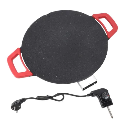 Obrázok produktu pre Elektrická grilovacia panvica okrúhla 30 cm - nepriľnavá, regulácia teploty, 220 V zástrčka EÚ, konkávna, ideálna na grilovanie, stolný gril a kórejský gril