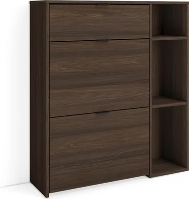 Produktbild von Schuhregal, Schuhschrank, 90x27x102cm, 10 Paar Schuhe, Schuh Organizer, Dunkler Eiche